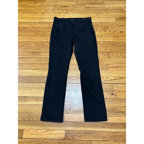 Gloria Vanderbilt Womens Amanda Pull On Jeans Sz 8 SHORT Black Stretch Denim - Picture 1 of 6
